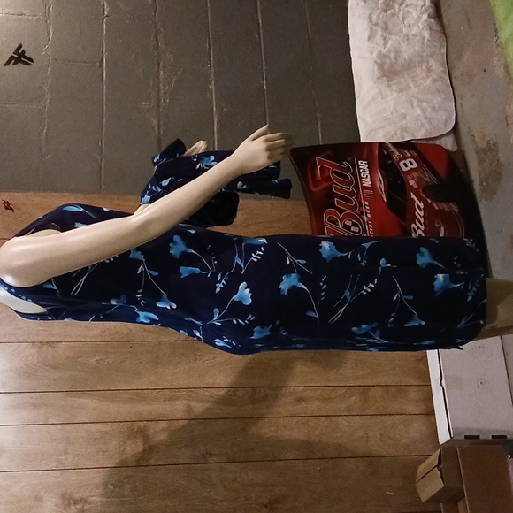 EUC Halmode Petites Long Floral Tank Dress w/Button Down Matchin Top Sz 8P - Picture 4 of 16